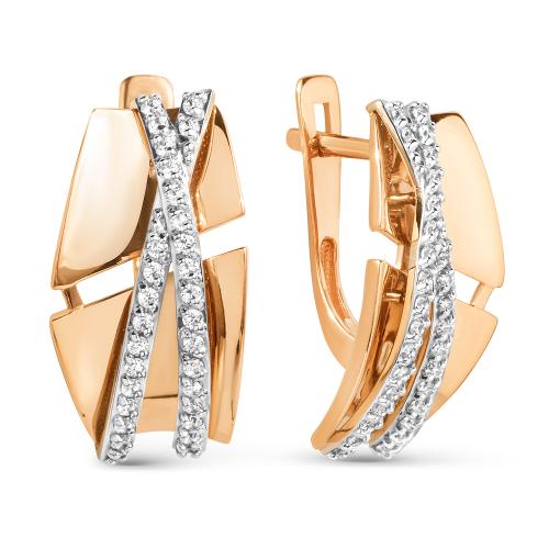 Золотые серьги с фианитом ДИНАСТИЯ 022982-1102