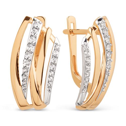 Золотые серьги с фианитом ДИНАСТИЯ 023242-1102