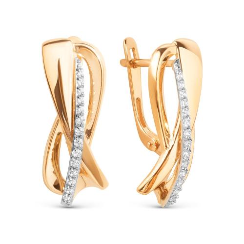 Золотые серьги с фианитом ДИНАСТИЯ 023332-1102