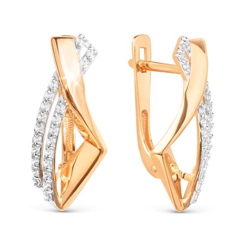 Золотые серьги с фианитом ДИНАСТИЯ 023362-1102