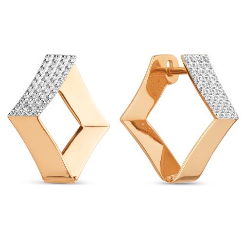 Золотые серьги с фианитом ДИНАСТИЯ 023492-1102