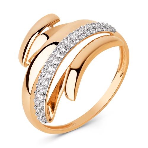 Золотое кольцо с фианитом ДИНАСТИЯ 023551-1102