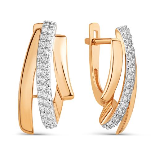 Золотые серьги с фианитом ДИНАСТИЯ 023552-1102