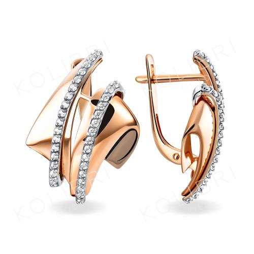 Золотые серьги с фианитом ДИНАСТИЯ 023562-1102