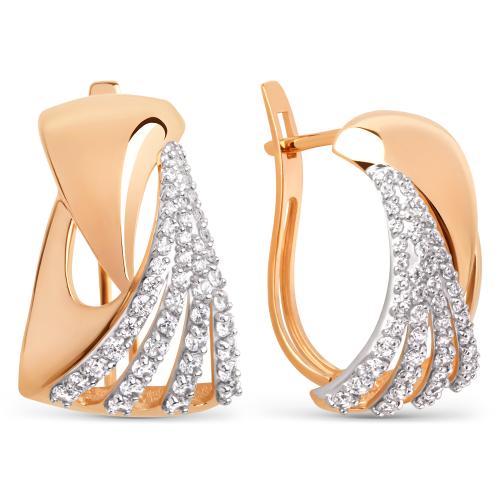 Золотые серьги с фианитом ДИНАСТИЯ 024312-1102