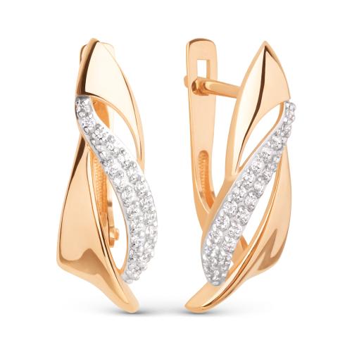 Золотые серьги с фианитом ДИНАСТИЯ 024772-1102