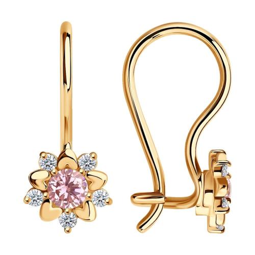 Золотые серьги с фианитом SOKOLOV 024792