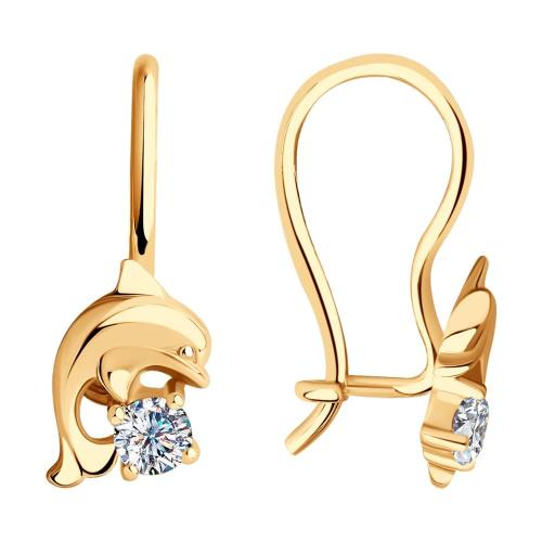 Золотые серьги с фианитом SOKOLOV 025469