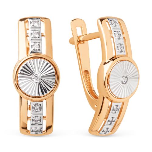 Золотые серьги с фианитом ДИНАСТИЯ 025722-1112