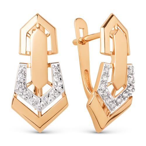 Золотые серьги с фианитом ДИНАСТИЯ 025772-1102