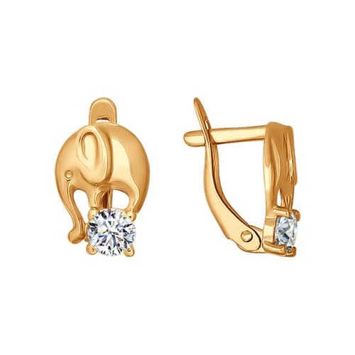 Золотые серьги с фианитом SOKOLOV 026519