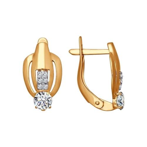 Золотые серьги с фианитом SOKOLOV 026597