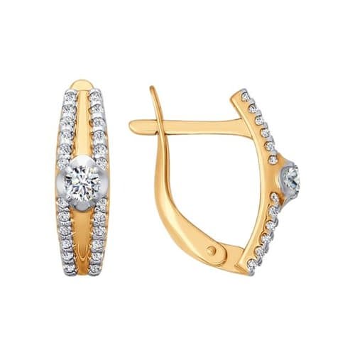 Золотые серьги с фианитом SOKOLOV 026645