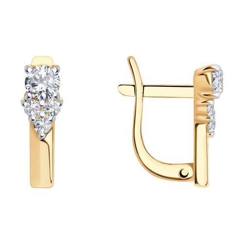 Золотые серьги с фианитом SOKOLOV 026811