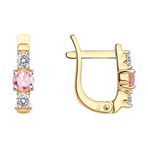 Золотые серьги с фианитом SOKOLOV 026839