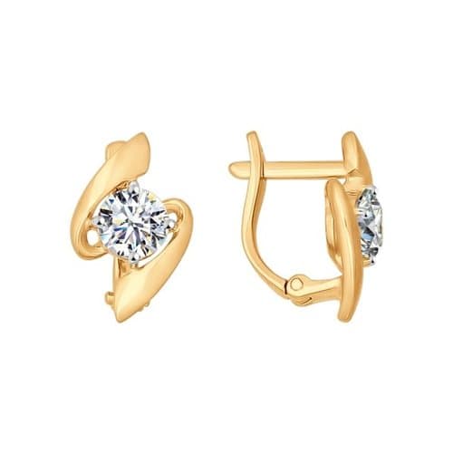 Золотые серьги с фианитом SOKOLOV 026872