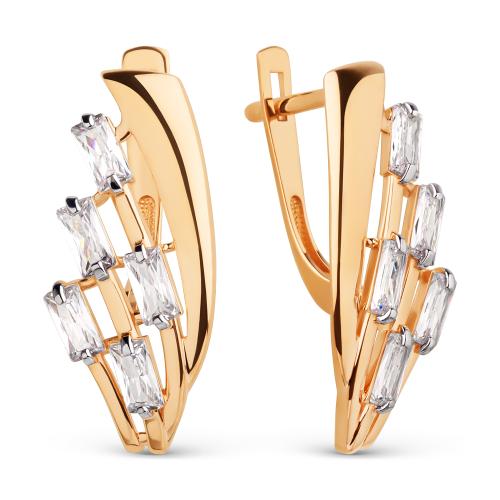 Золотые серьги с фианитом ДИНАСТИЯ 026902-1102