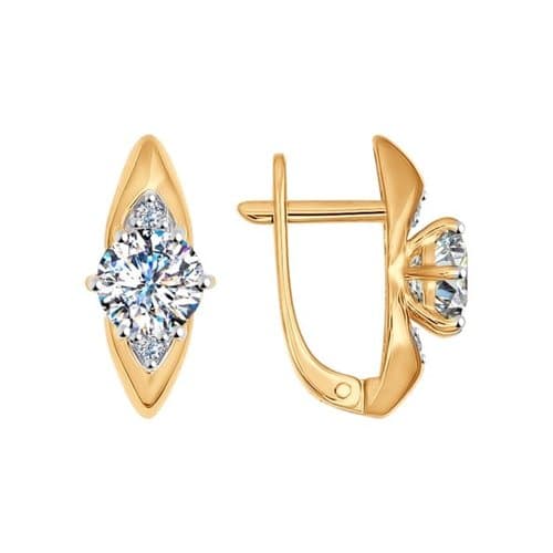 Золотые серьги с фианитом SOKOLOV 026937