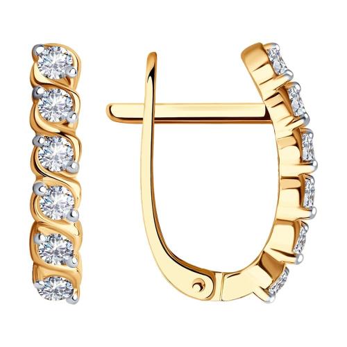 Золотые серьги с фианитом SOKOLOV 026958