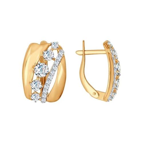 Золотые серьги с фианитом SOKOLOV 026967