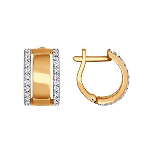 Золотые серьги с фианитом SOKOLOV 026995