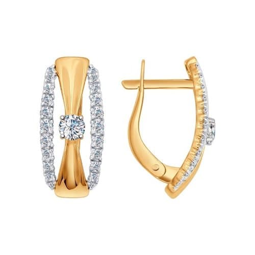 Золотые серьги с фианитом SOKOLOV 027015