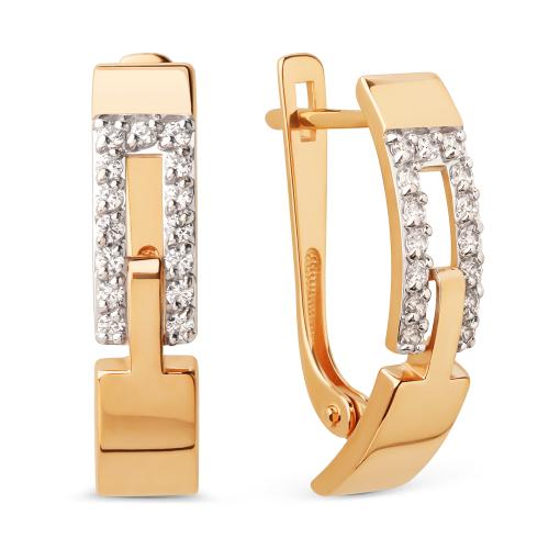 Золотые серьги с фианитом ДИНАСТИЯ 027032-1102