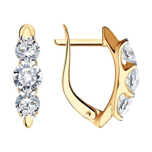 Золотые серьги с фианитом SOKOLOV 027115