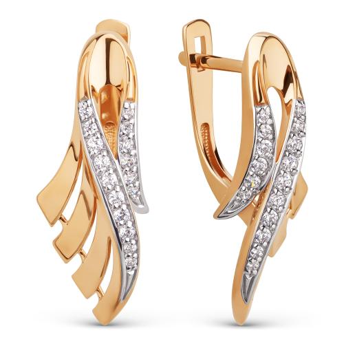 Золотые серьги с фианитом ДИНАСТИЯ 027142-1102