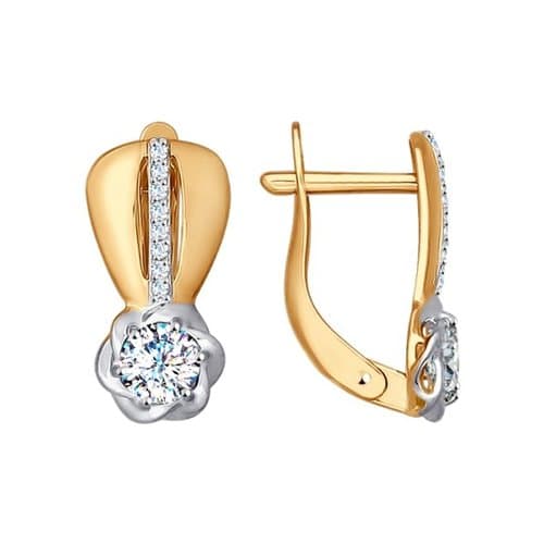 Золотые серьги с фианитом SOKOLOV 027150