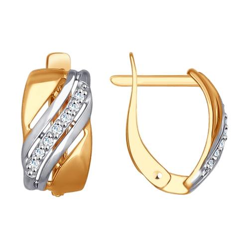 Золотые серьги с фианитом SOKOLOV 027213