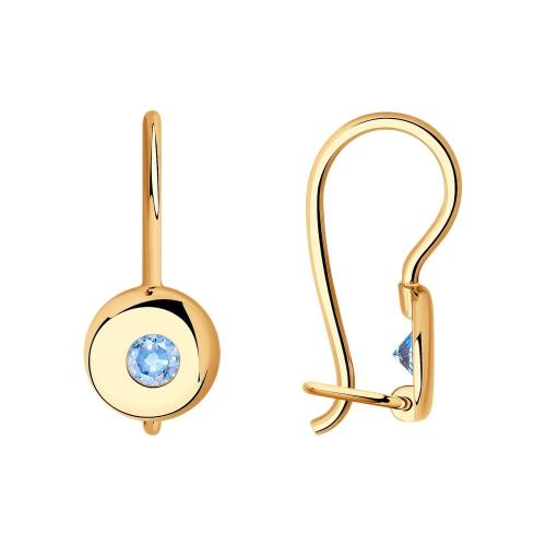 Золотые серьги с фианитом SOKOLOV 027223