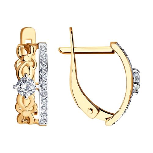 Золотые серьги с фианитом SOKOLOV 027235