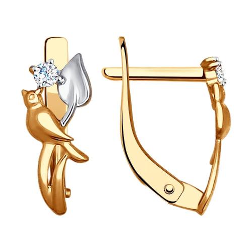 Золотые серьги с фианитом SOKOLOV 027335