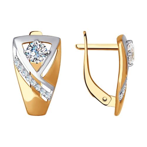 Золотые серьги с фианитом SOKOLOV 027364