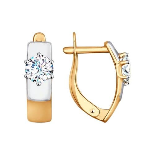 Золотые серьги с фианитом SOKOLOV 027436