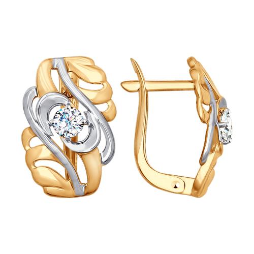 Золотые серьги с фианитом SOKOLOV 027493