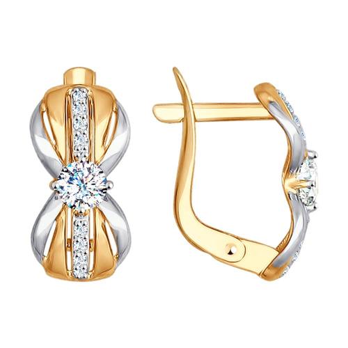 Золотые серьги с фианитом SOKOLOV 027498
