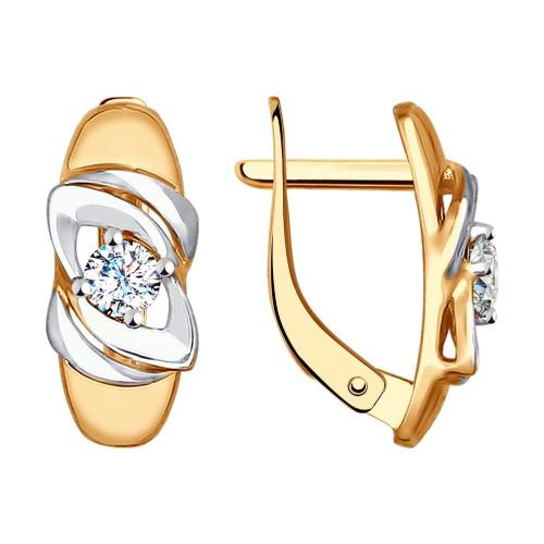 Золотые серьги с фианитом SOKOLOV 027585