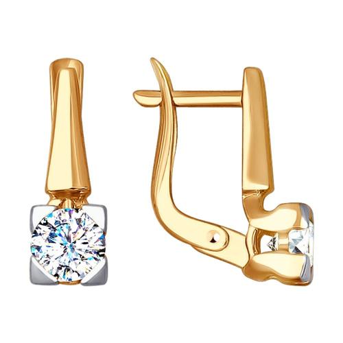 Золотые серьги с фианитом SOKOLOV 027600