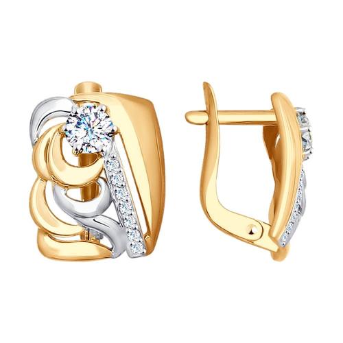 Золотые серьги с фианитом ИНВЕСТ 027605