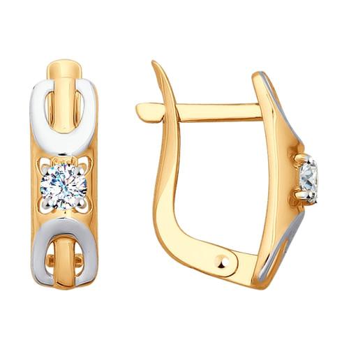 Золотые серьги с фианитом SOKOLOV 027690
