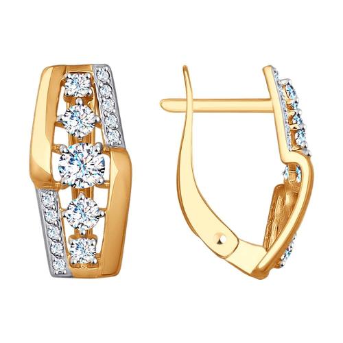 Золотые серьги с фианитом SOKOLOV 027701