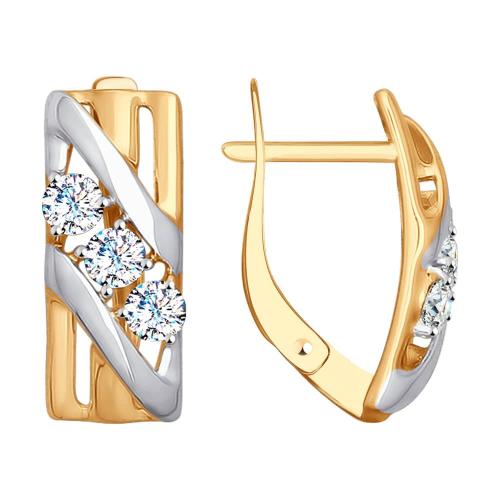 Золотые серьги с фианитом SOKOLOV 027704