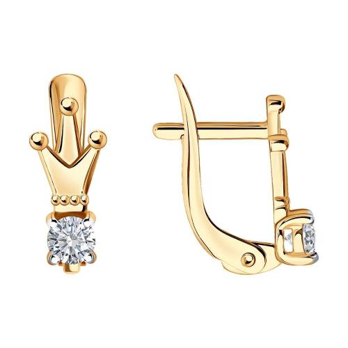 Золотые серьги с фианитом SOKOLOV 027714