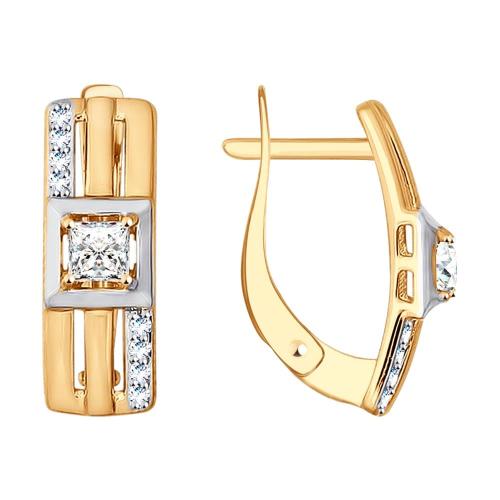 Золотые серьги с фианитом SOKOLOV 027794