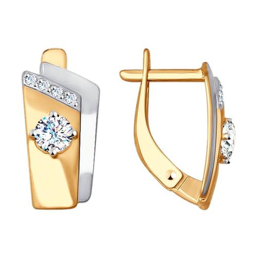 Золотые серьги с фианитом SOKOLOV 027911