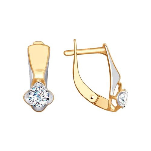 Золотые серьги с фианитом SOKOLOV 027920