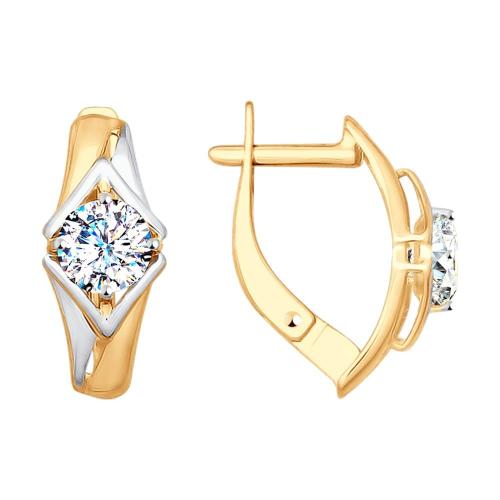 Золотые серьги с фианитом SOKOLOV 027924