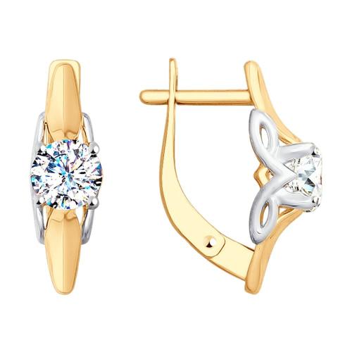 Золотые серьги с фианитом SOKOLOV 027937